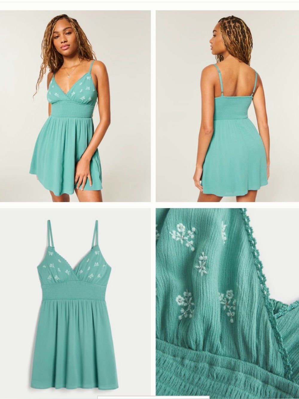 Hollister Smocked Waist Embroidered Mini Dress